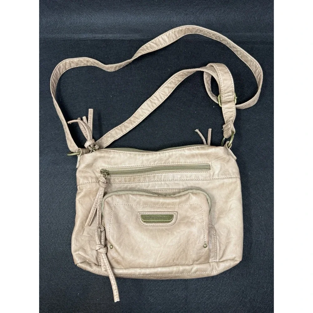 STONE MOUNTAIN USA Taupe Faux Leather Crossbody Bag Shoulder Bag Medium 11